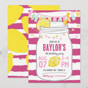 Lemonade Mason Jar été Anniversaire Invitation