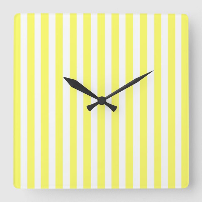 Lemonade Modern Stripes Quadratische Wanduhr (Vorderseite)