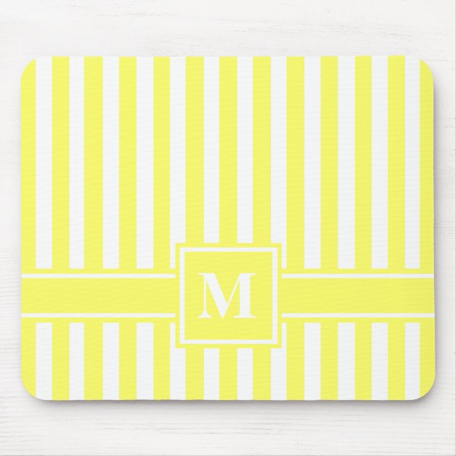 Lemonade Moderner Streifen mit Monogramm Mousepad (Vorne)