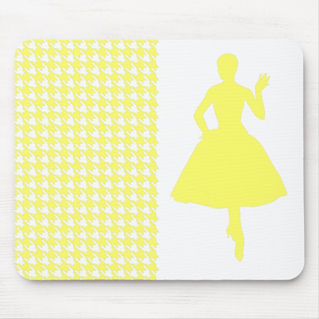 Lemonade Modernes Hahnentrittmuster mit Mode-Silho Mousepad (Vorne)