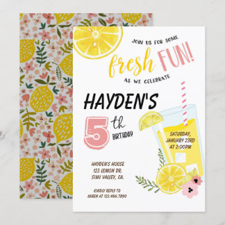 Lemonade Party, Limonade Geburtstag, Sonnenschein Einladung