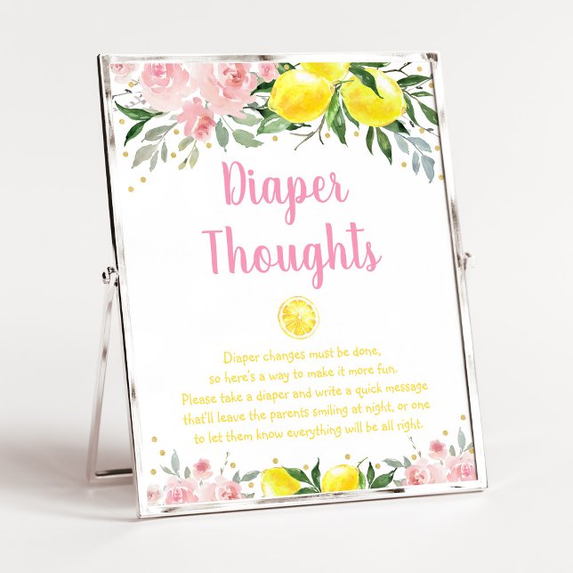 Lemonade Pink Gold Floral Baby Diaper Gedanken Poster (Von Creator hochgeladen)