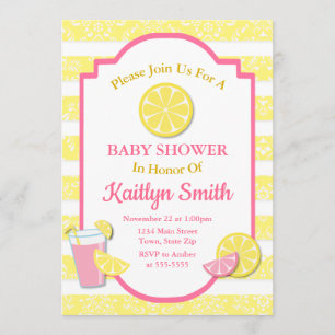 Lemonade rose Baby shower Invitation Lemon