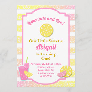 Lemonade rose Invitation Anniversaire 1er Annivers