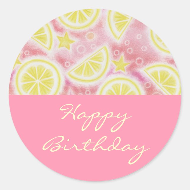 Lémonade rose 'Joyeux anniversaire' autocollant ro (Devant)