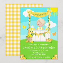 Lemonade Stand Birthday Blonde Hair Boy Einladung