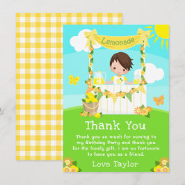Lemonade Stand Birthday Brown Hair Boy Dankeskarte