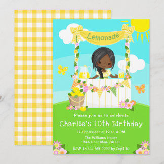 Lemonade Stand Birthday Dark Skin Girl Einladung
