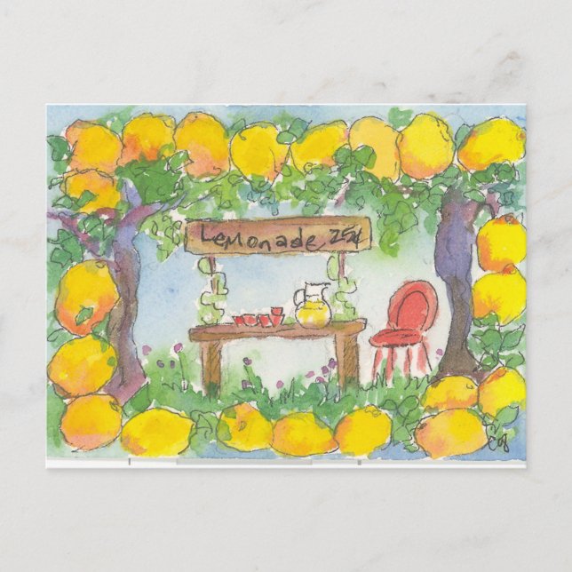 Lemonade Stand Lemon Citrus Tree Grove Sommer Postkarte (Vorderseite)
