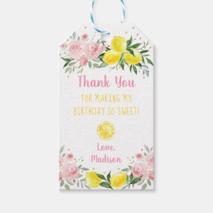 Lemonade Sunshine Rosa Gold Floral Geburtstag Geschenkanhänger