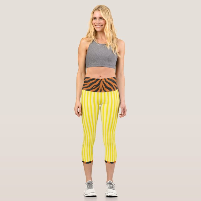 "LEMONADE TIGRESS" - HIGH-WAISTED CAPRI PANTS LEGGINGS (Vorderseite)