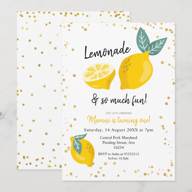 Lemonade und viel Spaß Einladung (Vorne/Hinten)