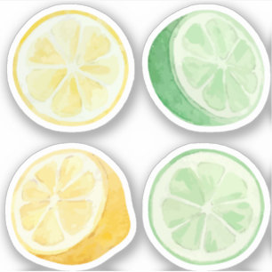 Lemonade Zitrone und grüne Limetten Aquarell Set Aufkleber