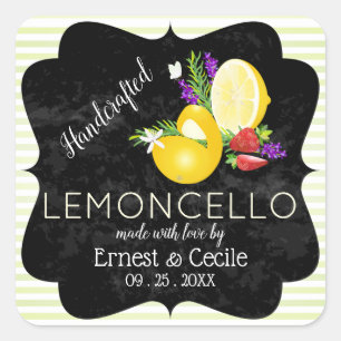 Lemoncello Chalkboard Look Wedding Quadratischer Aufkleber
