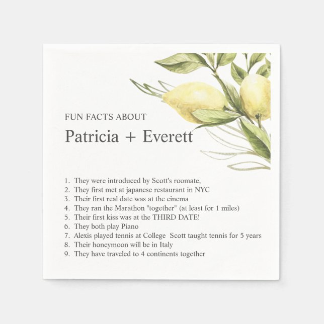 Lemond und Blätter FUN FACT WEDING Serviette (Vorderseite)