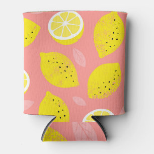 Lemondruck, glänzend nahtloses Sommermuster. Dosenkühler