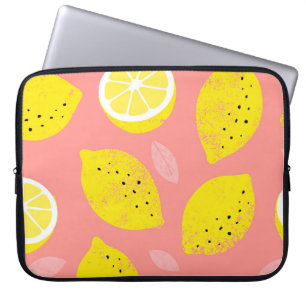 Lemondruck, glänzend nahtloses Sommermuster. Laptopschutzhülle