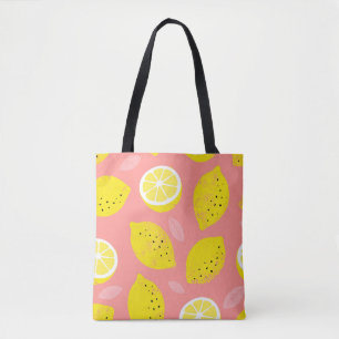 Lemondruck, glänzend nahtloses Sommermuster. Tasche
