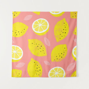 Lemondruck, glänzend nahtloses Sommermuster. Wandteppich