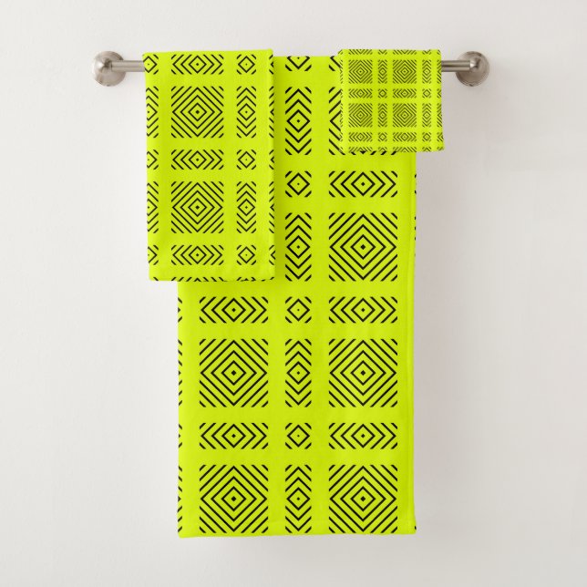 Lemongelbes geometrisches Muster Badhandtuch Set (Insitu)