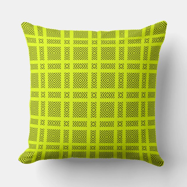 Lemongelbes geometrisches Muster Kissen (Vorderseite)
