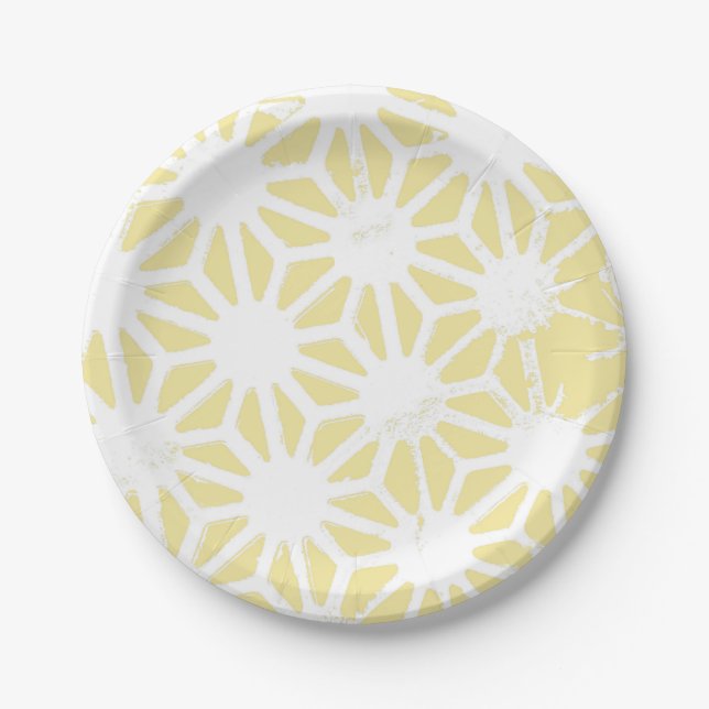 Lemongelbes geometrisches Muster Pappteller (Vorderseite)