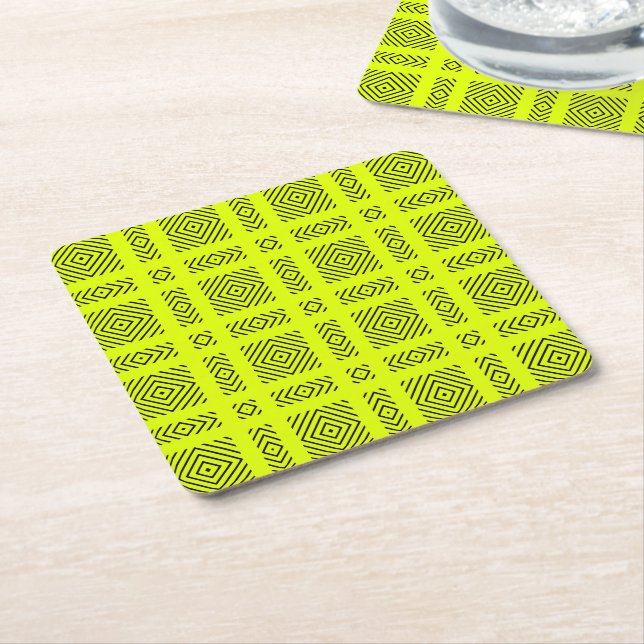 Lemongelbes geometrisches Muster Rechteckiger Pappuntersetzer (angewinkelt)