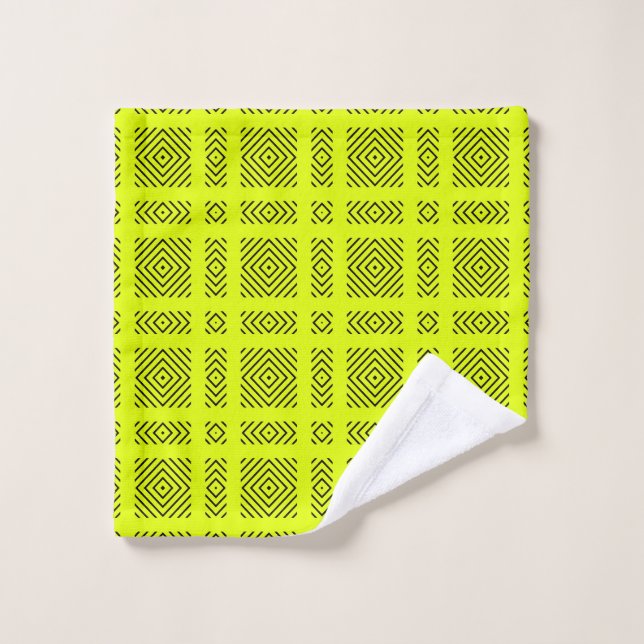 Lemongelbes geometrisches Muster Waschlappen (Waschlappen)