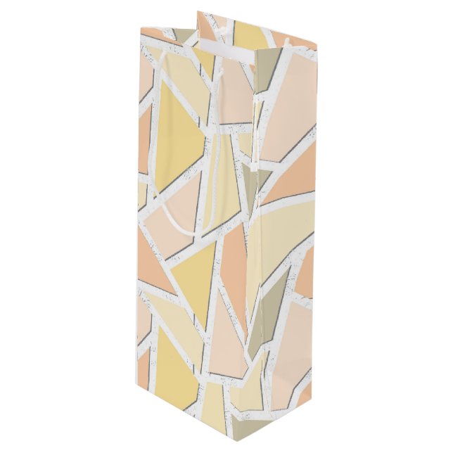 Lemongelbes Mosaikmuster Geschenktüte Für Weinflaschen (Vorderseite Schrägansicht)