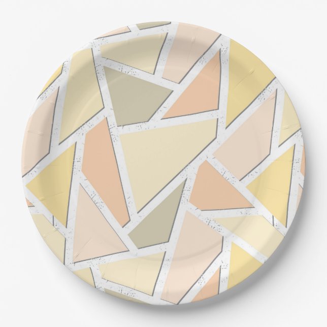 Lemongelbes Mosaikmuster Pappteller (Vorderseite)