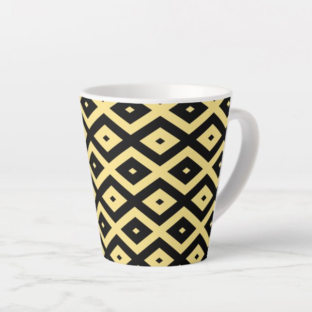 Lemongelbes und schwarzes Diamantmuster Milchtasse (Rechte Ecke)