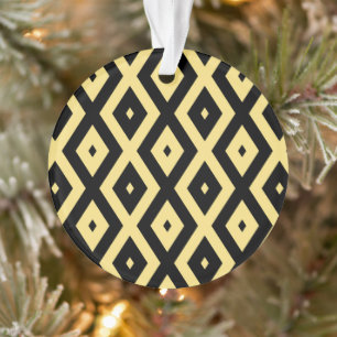 Lemongelbes und schwarzes Diamantmuster Ornament