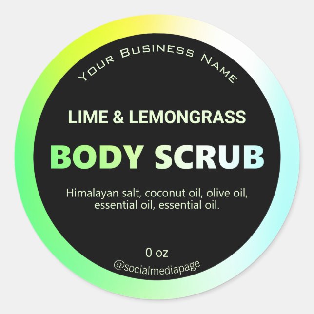 Lemongrass Body Scrub Labels Runder Aufkleber (Vorderseite)