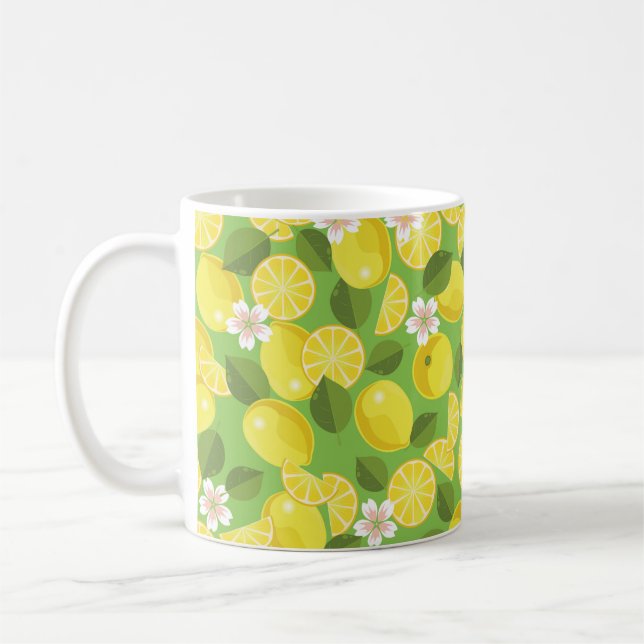 Lemonitrus nahtloser Hintergrund Kaffeetasse (Links)