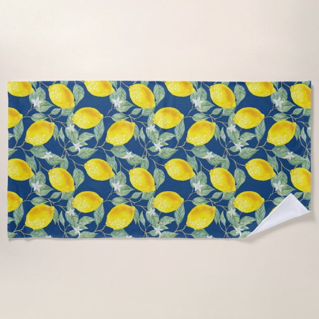 LEMONOBST IN LÄNDERBLAUE STRANDTUCH (Vorderseite)