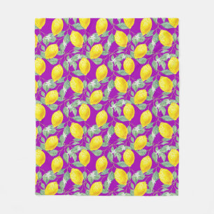 LEMONOBST IN LILA HINTERGRUND FLEECEDECKE