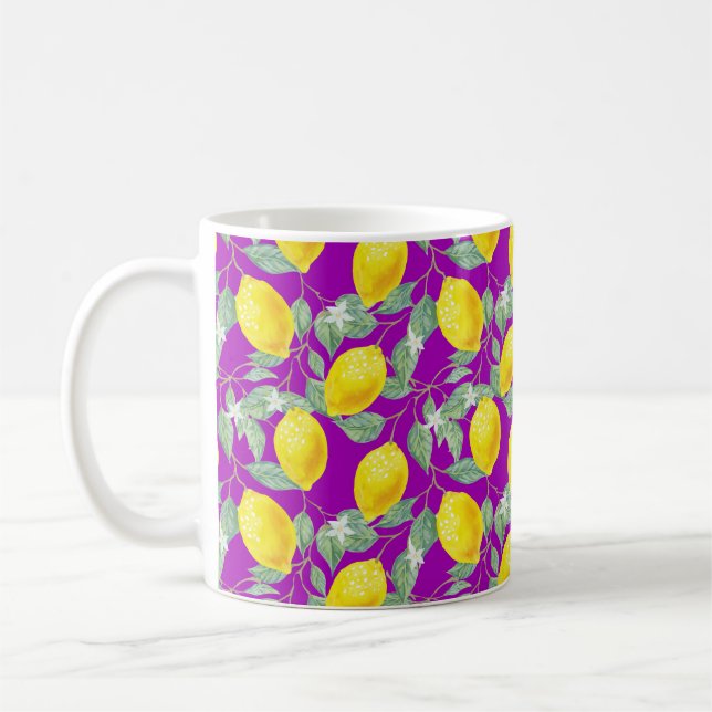 LEMONOBST IN LILA HINTERGRUND KAFFEETASSE (Links)