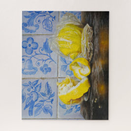Lemons and Azulejos — Classic Blue & Yellow Still 