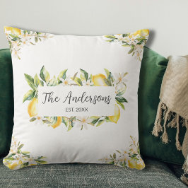 Lemons and Flowers Floral Botanical Family Name Kissen