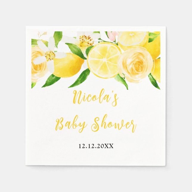 Lemons and Foliage Baby Shower Serviette (Vorderseite)
