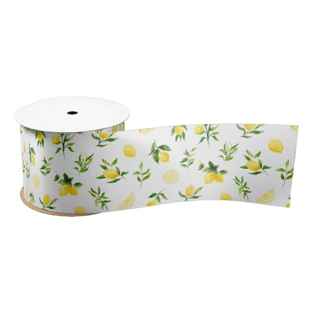 Lemons and Foliage Pattern Satinband (Spule)