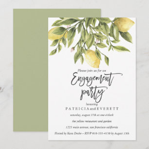 Lemons and Foliage Wedding Engagement Party v3 Einladung