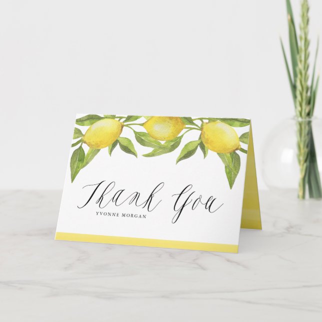 Lemons and Greenerland Garland Wedding Vielen Dank Karte (Vorderseite)