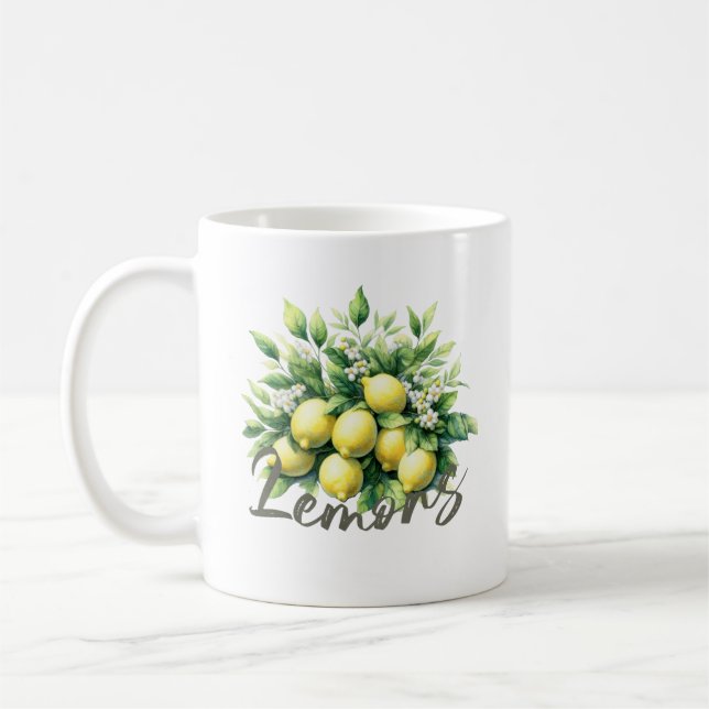 Lemons Aquarellfrucht Botanisch Kaffeetasse (Links)