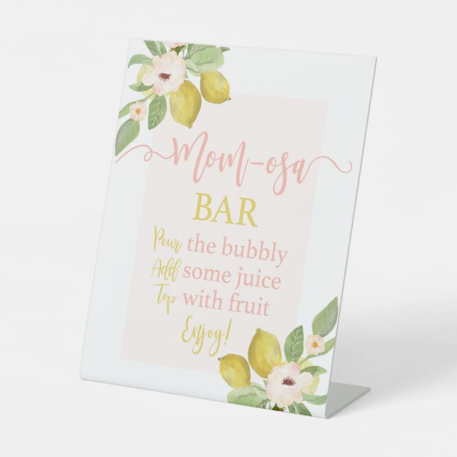 Lemons Baby Shower Momosa Bar Sockelschild (Vorderseite)