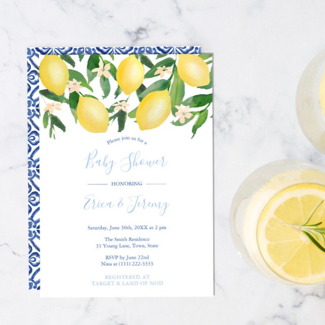 Lemons Blass und Classic Blue Co-Ed Baby Shower Einladung (Von Creator hochgeladen)