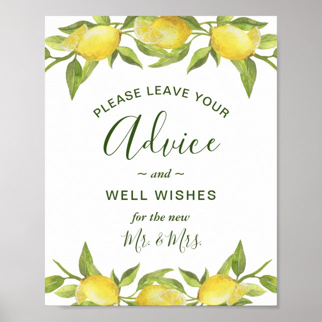 Lemons Blossom Chic Ratgeber und Brunnen wünscht U Poster (Vorne)