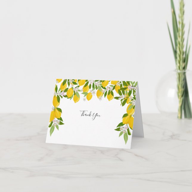 Lemons Blossom Greenerenerity Wedding Vielen Dank Karte (Vorderseite)