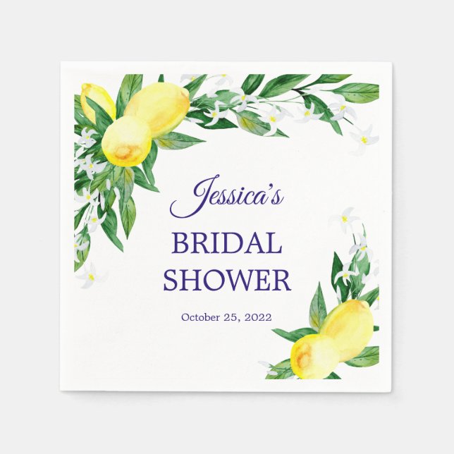 Lemons Blossom Greenerity Brautparty Paper Serviette (Vorderseite)