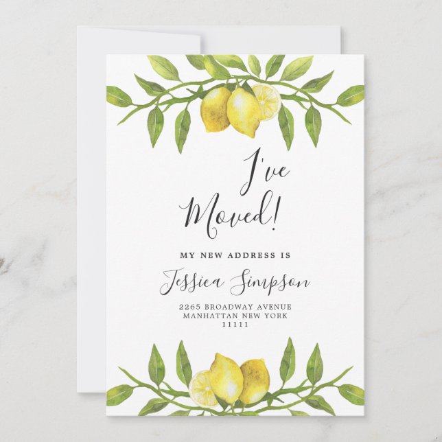 Lemons Blossom Greenerity Moving Announcement Card Ankündigung (Vorderseite)